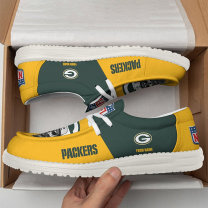 [SPECIAL OFFER] NEW CUSTOMIZED NFL08 GBP GREEN BAY PACKERS LOAFER SHOES