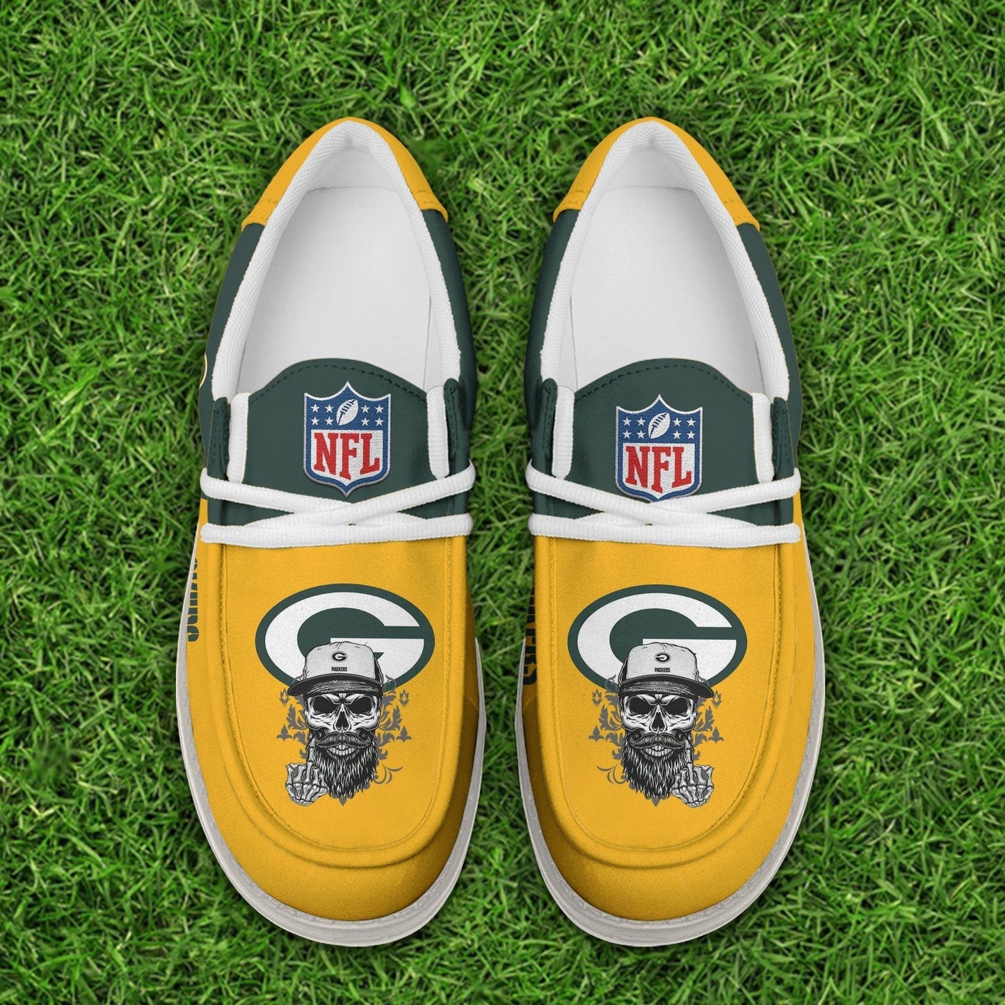 [SPECIAL OFFER] NEW CUSTOMIZED NFL08 GBP GREEN BAY PACKERS LOAFER SHOES