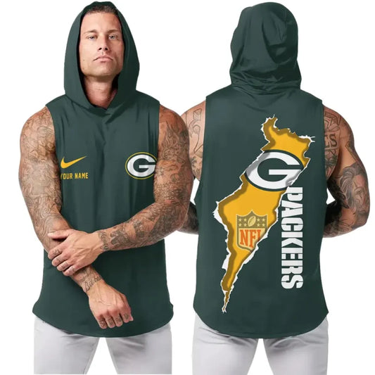 [SPECIAL OFFER] NEW CUSTOMIZED HOODED NFL08 GBP GREEN BAY PACKERS TANK TOP
