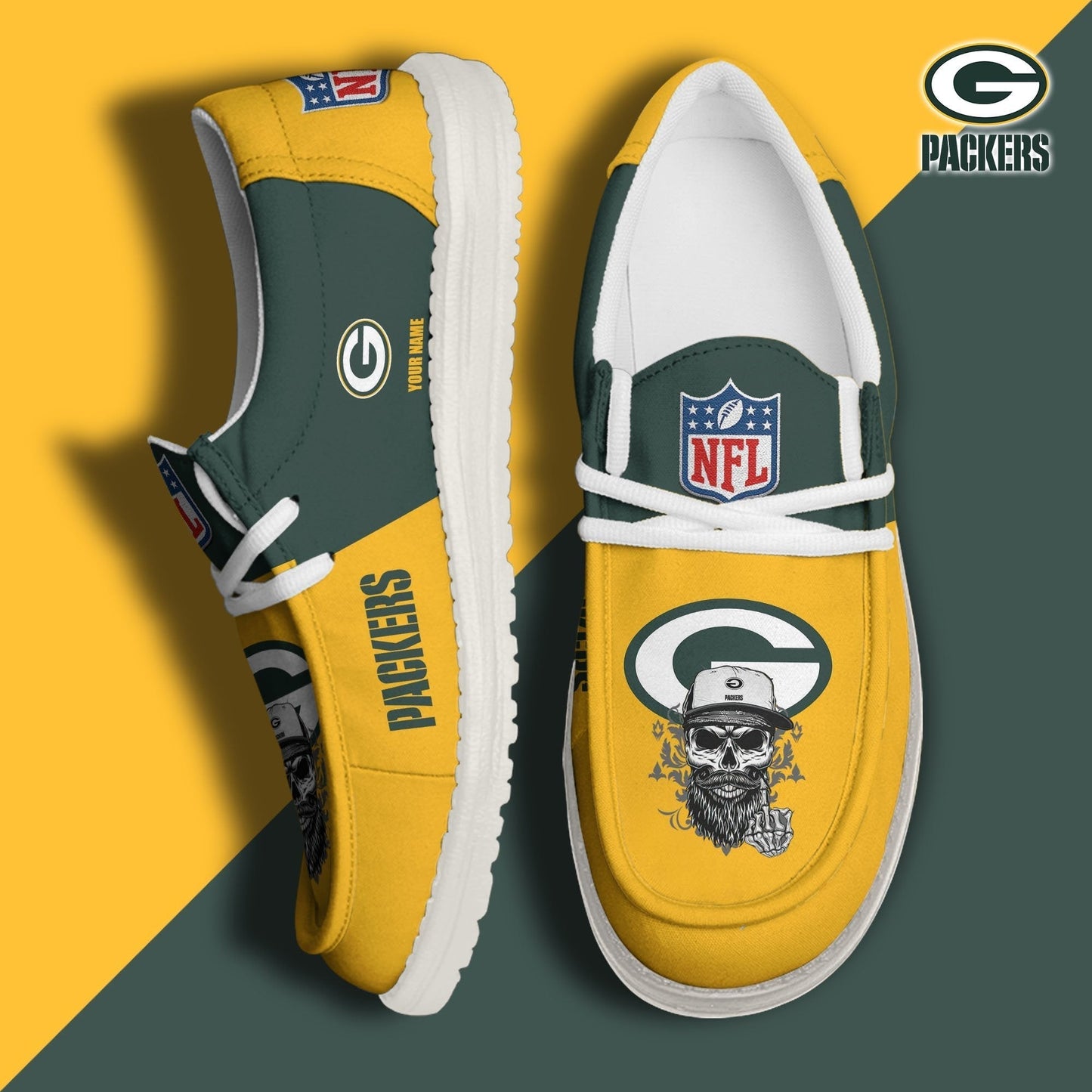 [SPECIAL OFFER] NEW CUSTOMIZED NFL08 GBP GREEN BAY PACKERS LOAFER SHOES