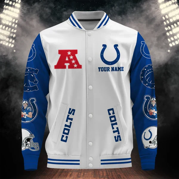 [SPECIAL OFFER] NEW CUSTOMIZED NFL17 IDC INDIANAPOLIS COLTS BASEBALL JACKET
