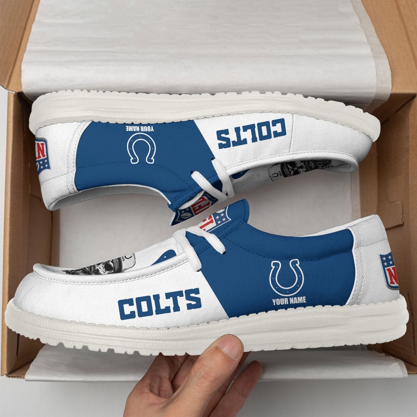 [SPECIAL OFFER] NEW CUSTOMIZED NFL17 IDC INDIANAPOLIS COLTS LOAFER SHOES
