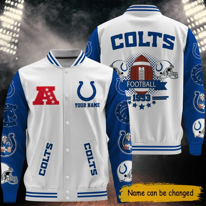 [SPECIAL OFFER] NEW CUSTOMIZED NFL17 IDC INDIANAPOLIS COLTS BASEBALL JACKET
