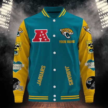 [SPECIAL OFFER] NEW CUSTOMIZED NFL30 JSJ JACKSONVILLE JAGUARS BASEBALL JACKET