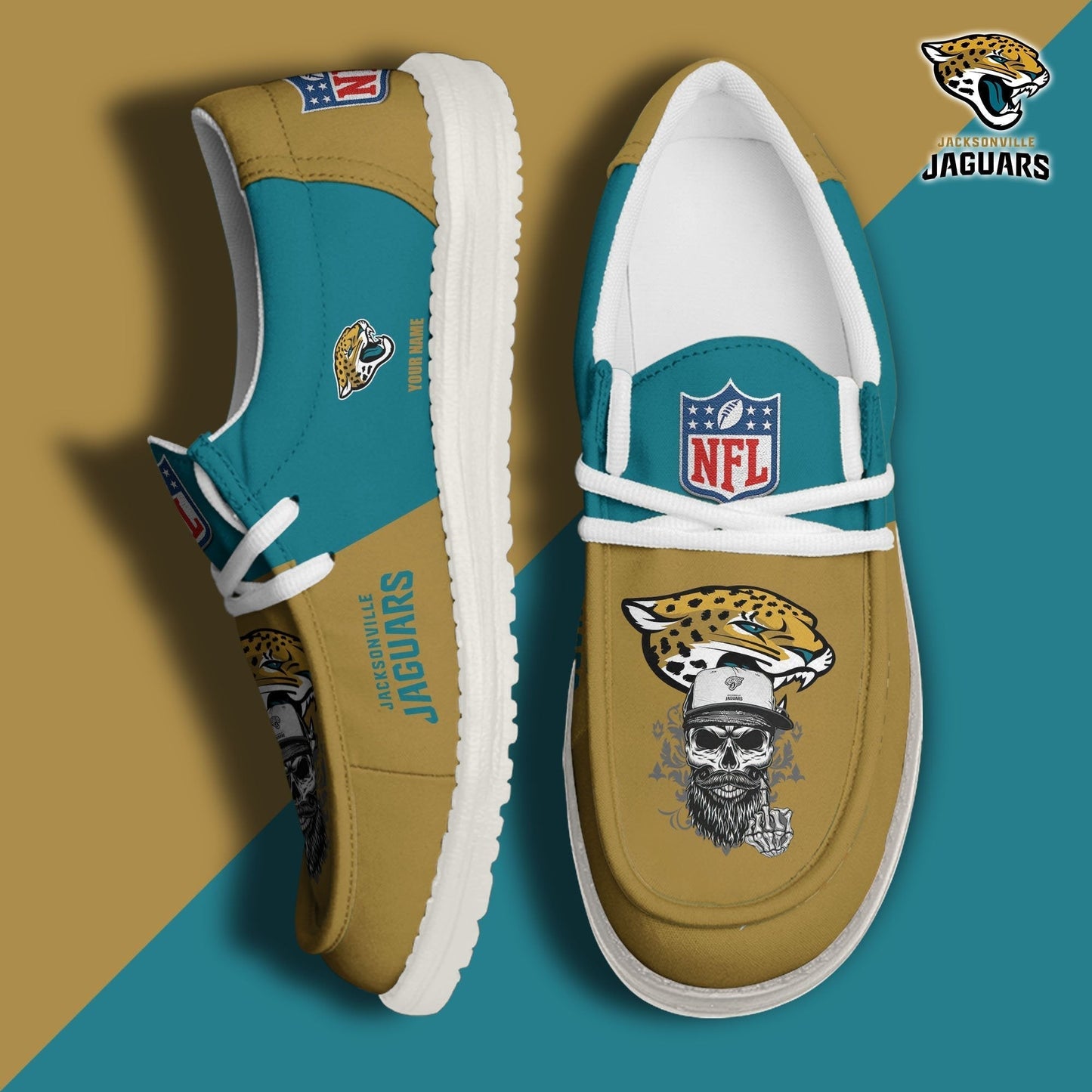 [SPECIAL OFFER] NEW CUSTOMIZED NFL30 JSJ JACKSONVILLE JAGUARS LOAFER SHOES