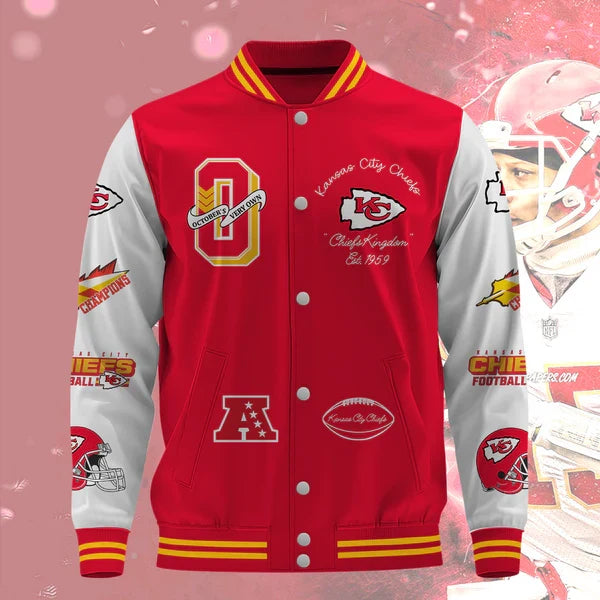 [SPECIAL OFFER] NEW CUSTOMIZED NFL01 KCC KANSAS CITY CHIEFS BASEBALL JACKET