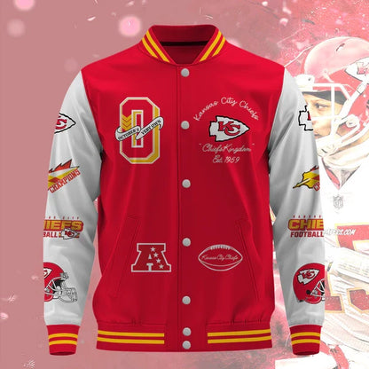 [SPECIAL OFFER] NEW CUSTOMIZED NFL01 KCC KANSAS CITY CHIEFS BASEBALL JACKET