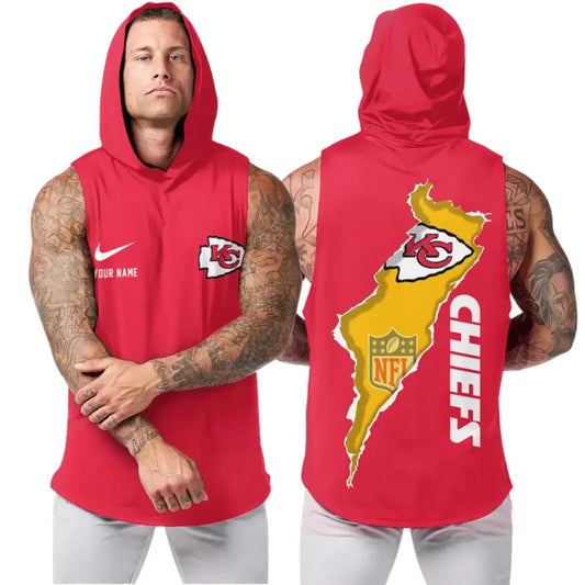 [SPECIAL OFFER] NEW CUSTOMIZED NFL01 KCC KANSAS CITY CHIEFS HOODED TANK TOP