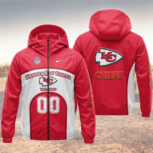 [SPECIAL OFFER] NEW CUSTOMIZED NFL01 KCC KANSAS CITY CHIEFS WINDBREAKER JACKET
