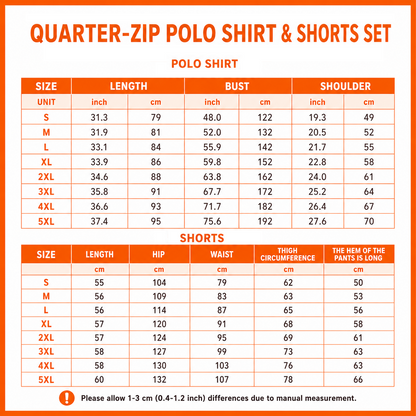 [SPECIAL OFFER] NEW CUSTOMIZED NFL01 KCC KANSAS CITY CHIEFS QUARTER-ZIP POLO SHIRT & SHORTS SET