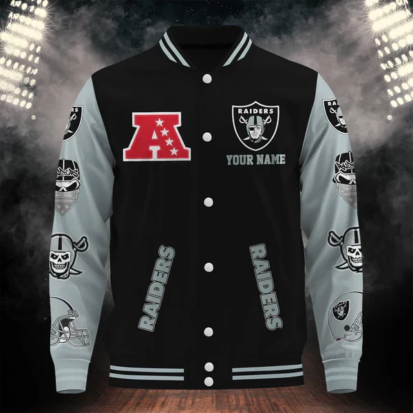 [SPECIAL OFFER] NEW CUSTOMIZED NFL07 LVR LAS VEGAS RAIDERS BASEBALL JACKET