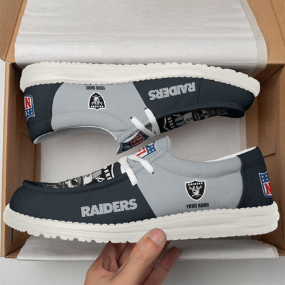 [SPECIAL OFFER] NEW CUSTOMIZED NFL07 LVR LAS VEGAS RAIDERS LOAFER SHOES