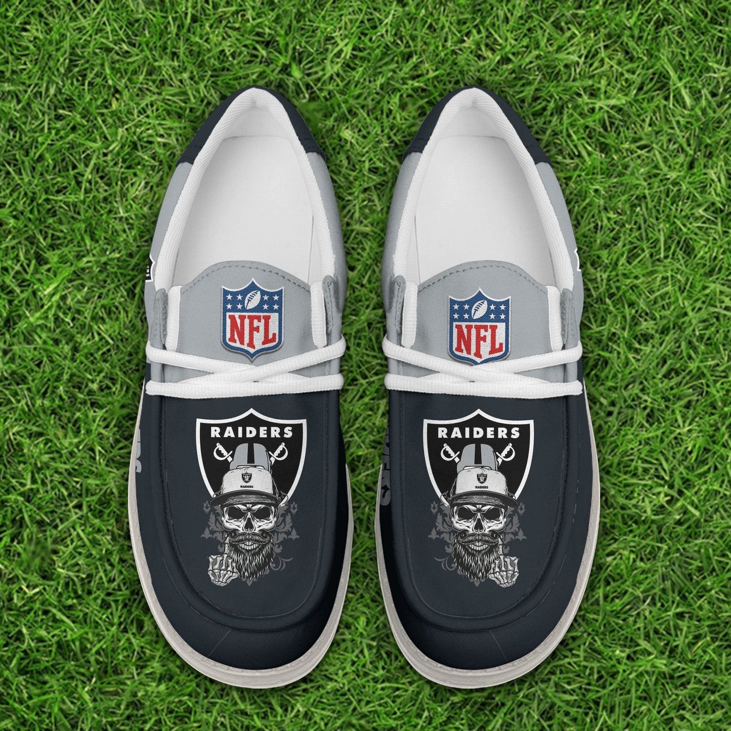 [SPECIAL OFFER] NEW CUSTOMIZED NFL07 LVR LAS VEGAS RAIDERS LOAFER SHOES