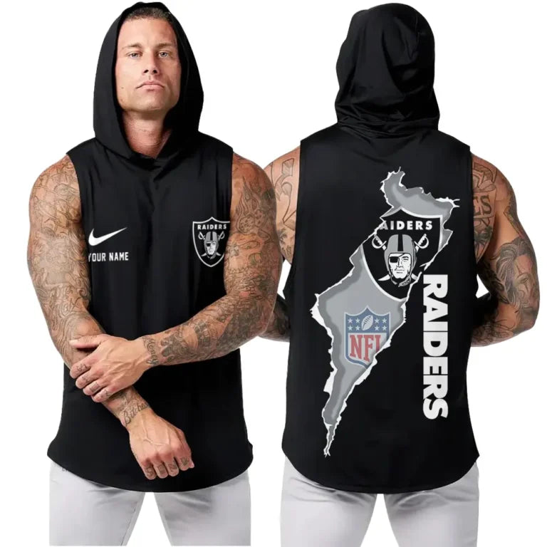 [SPECIAL OFFER] NEW CUSTOMIZED NFL07 LVR LAS VEGAS RAIDERS HOODED TANK TOP