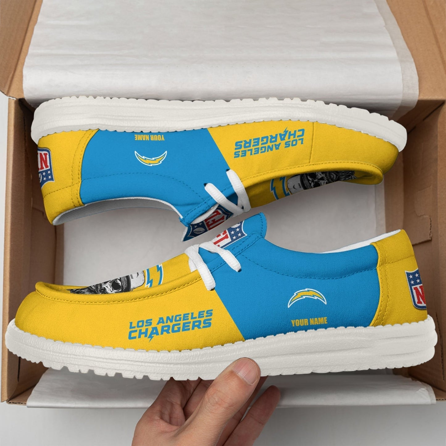 [SPECIAL OFFER] NEW CUSTOMIZED NFL09 LAC LOS ANGELES CHARGERS LOAFER SHOES