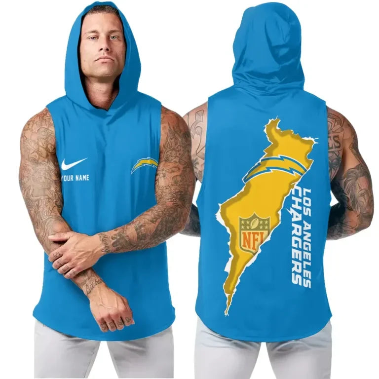 [SPECIAL OFFER] NEW CUSTOMIZED NFL09 LAC LOS ANGELES CHARGERS HOODED TANK TOP