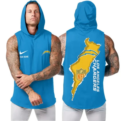 [SPECIAL OFFER] NEW CUSTOMIZED NFL09 LAC LOS ANGELES CHARGERS HOODED TANK TOP