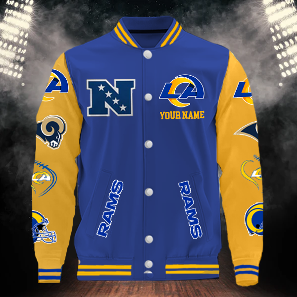 [SPECIAL OFFER] NEW CUSTOMIZED NFL22 LAR LOS ANGELES RAMS BASEBALL JACKET