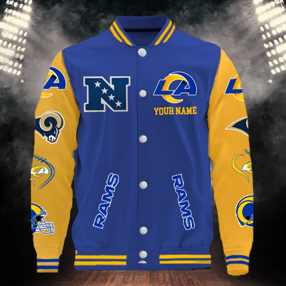 [SPECIAL OFFER] NEW CUSTOMIZED NFL22 LAR LOS ANGELES RAMS BASEBALL JACKET