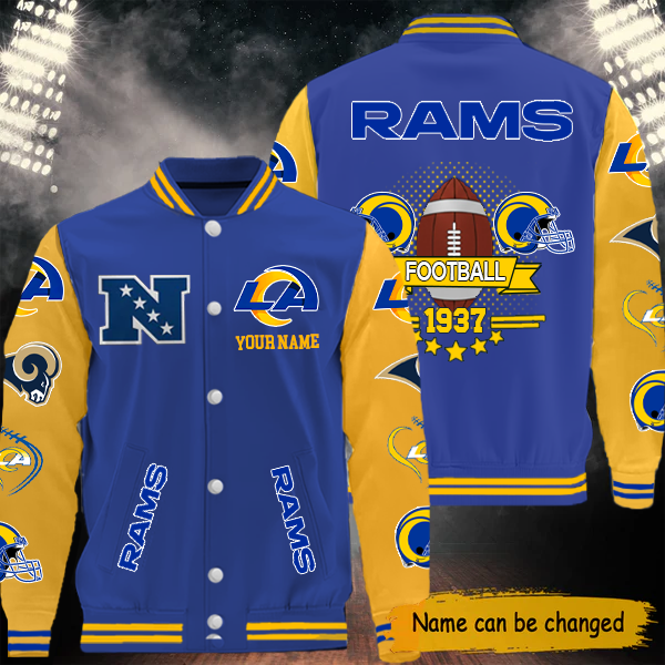 [SPECIAL OFFER] NEW CUSTOMIZED NFL22 LAR LOS ANGELES RAMS BASEBALL JACKET