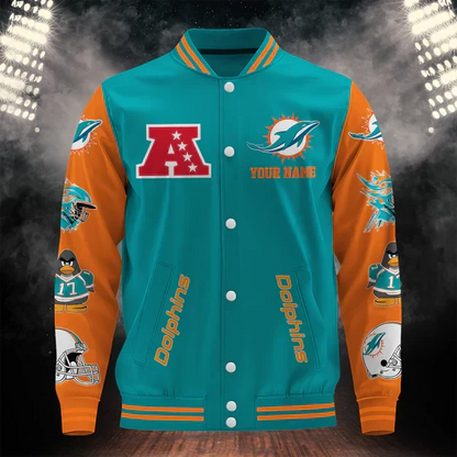 [SPECIAL OFFER] NEW CUSTOMIZED NFL19 MDP MIAMI DOLPHINS BASEBALL JACKET