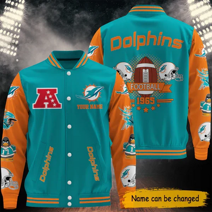 [SPECIAL OFFER] NEW CUSTOMIZED NFL19 MDP MIAMI DOLPHINS BASEBALL JACKET