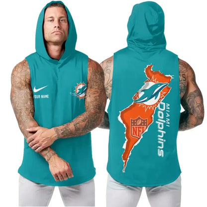 [SPECIAL OFFER] NEW CUSTOMIZED NFL19 MDP MIAMI DOLPHINS HOODED TANK TOP