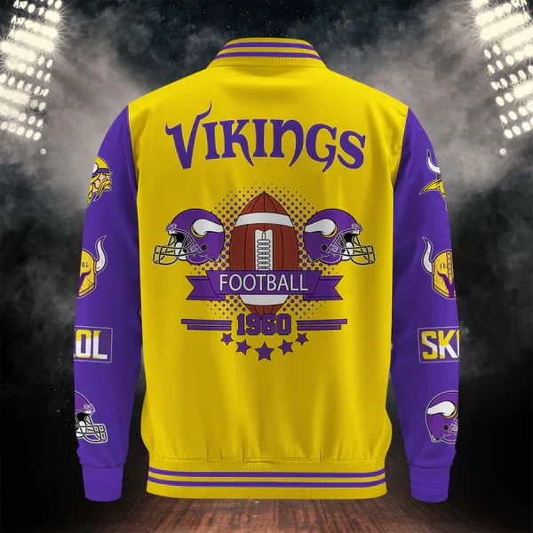 [SPECIAL OFFER] NEW CUSTOMIZED NFL05 MVK MINNESOTA VIKINGS BASEBALL JACKET