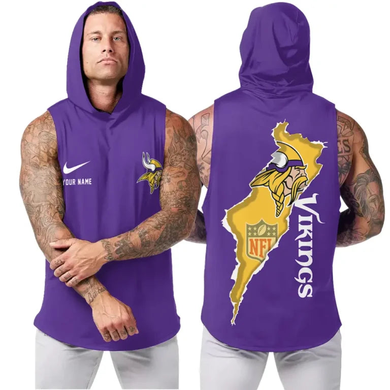 [SPECIAL OFFER] NEW CUSTOMIZED NFL05 MVK MINNESOTA VIKINGS HOODED TANK TOP
