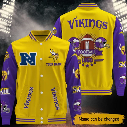 [SPECIAL OFFER] NEW CUSTOMIZED NFL05 MVK MINNESOTA VIKINGS BASEBALL JACKET