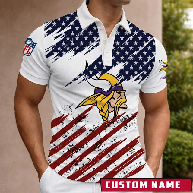 [SPECIAL OFFER] NEW CUSTOMIZED NFL05 MVK MINNESOTA VIKINGS POLO SHIRT