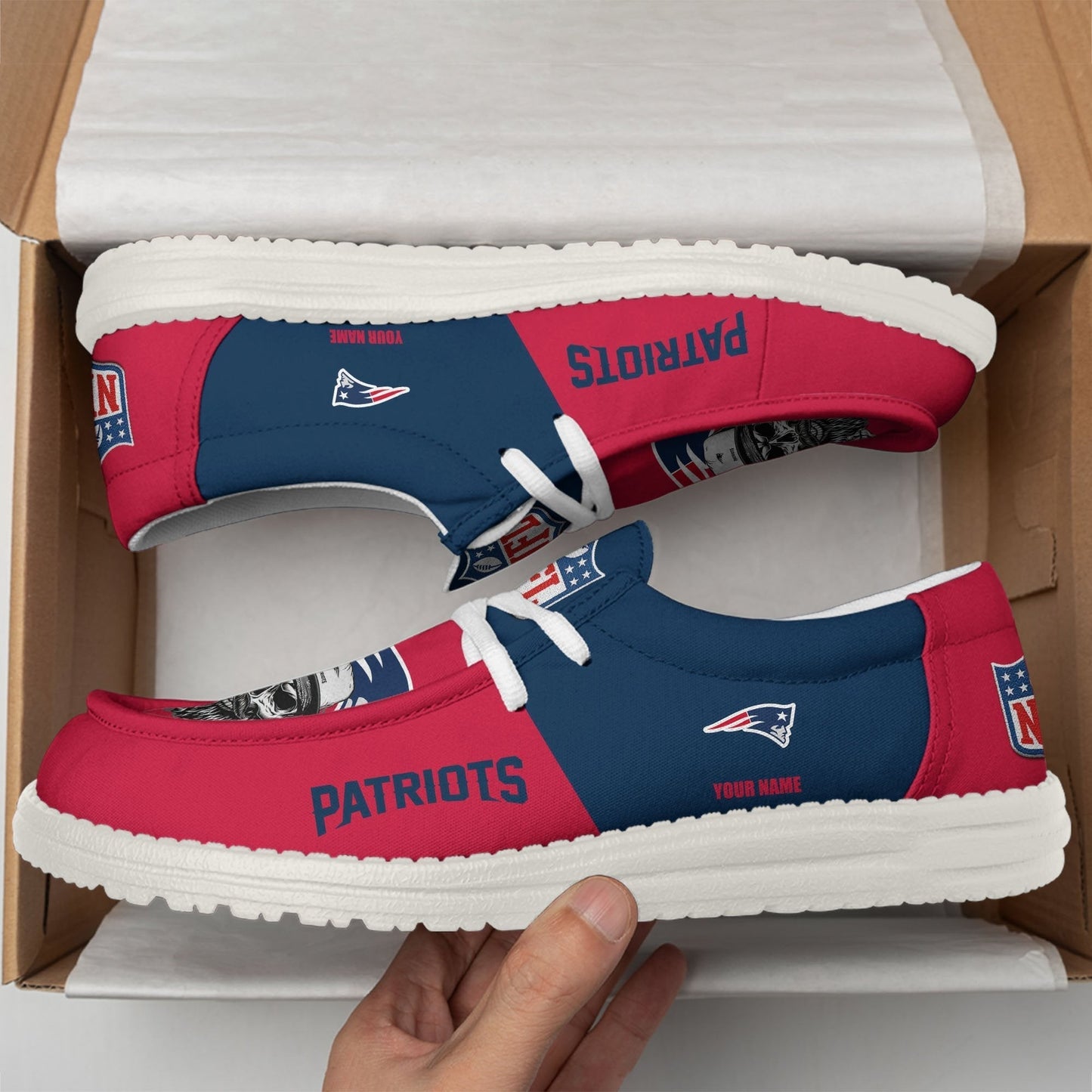 [SPECIAL OFFER] NEW CUSTOMIZED NFL27 NEP NEW ENGLAND PATRIOTS LOAFER SHOES