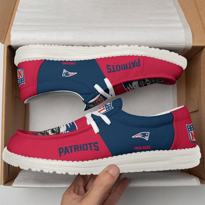[SPECIAL OFFER] NEW CUSTOMIZED NFL27 NEP NEW ENGLAND PATRIOTS LOAFER SHOES