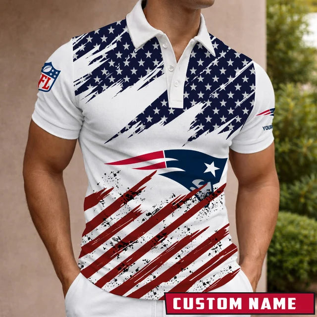 [SPECIAL OFFER] NEW CUSTOMIZED NFL27 NEP NEW ENGLAND PATRIOTS POLO SHIRT