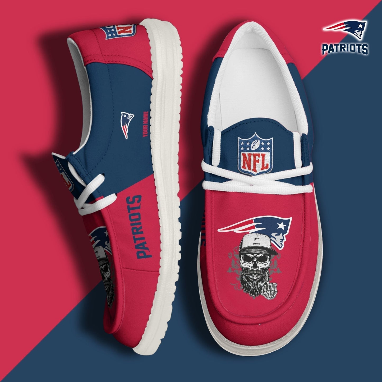 [SPECIAL OFFER] NEW CUSTOMIZED NFL27 NEP NEW ENGLAND PATRIOTS LOAFER SHOES