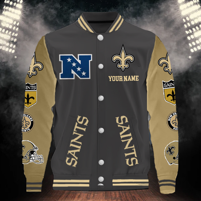[SPECIAL OFFER] NEW CUSTOMIZED NFL24 NOS NEW ORLEANS SAINTS BASEBALL JACKET
