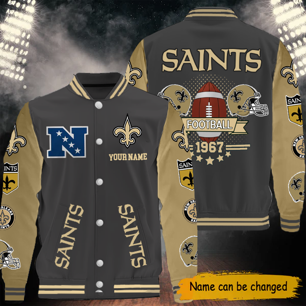 [SPECIAL OFFER] NEW CUSTOMIZED NFL24 NOS NEW ORLEANS SAINTS BASEBALL JACKET
