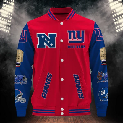 [SPECIAL OFFER] NEW CUSTOMIZED NFL32 NYG  NEW YORK GIANTS BASEBALL JACKET