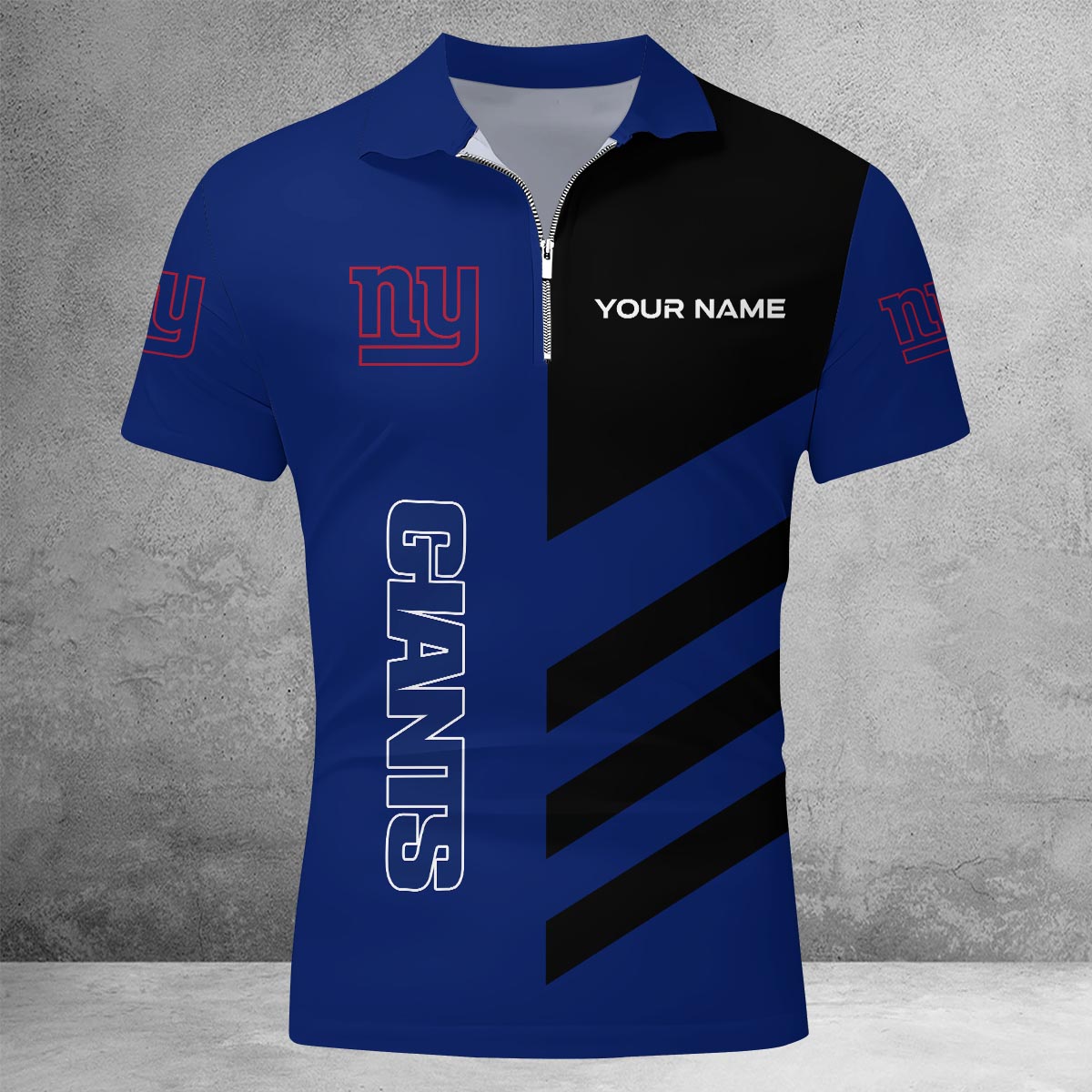 [SPECIAL OFFER] NEW CUSTOMIZED NFL32 NYG NEW YORK GIANTS ZIP POLO SHIRT