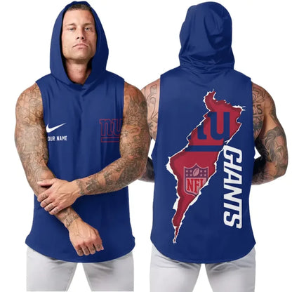[SPECIAL OFFER] NEW CUSTOMIZED NFL32 NYG NEW YORK GIANTS HOODED TANK TOP