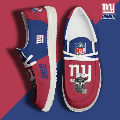 [SPECIAL OFFER] NEW CUSTOMIZED NFL32 NYG NEW YORK GIANTS LOAFER SHOES