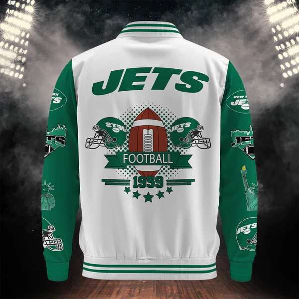 [SPECIAL OFFER] NEW CUSTOMIZED NFL25 NYJ NEW YORK JETS BASEBALL JACKET