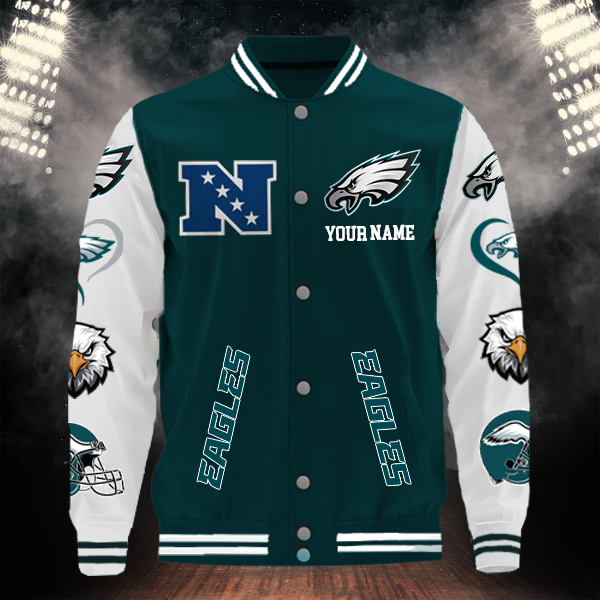 [SPECIAL OFFER] NEW CUSTOMIZED NFL02 PPE PHILADELPHIA EAGLES BASEBALL JACKET