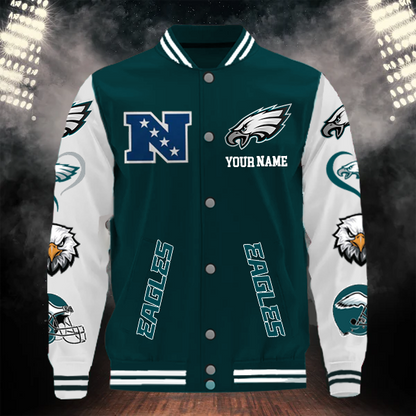 [SPECIAL OFFER] NEW CUSTOMIZED NFL02 PPE PHILADELPHIA EAGLES BASEBALL JACKET