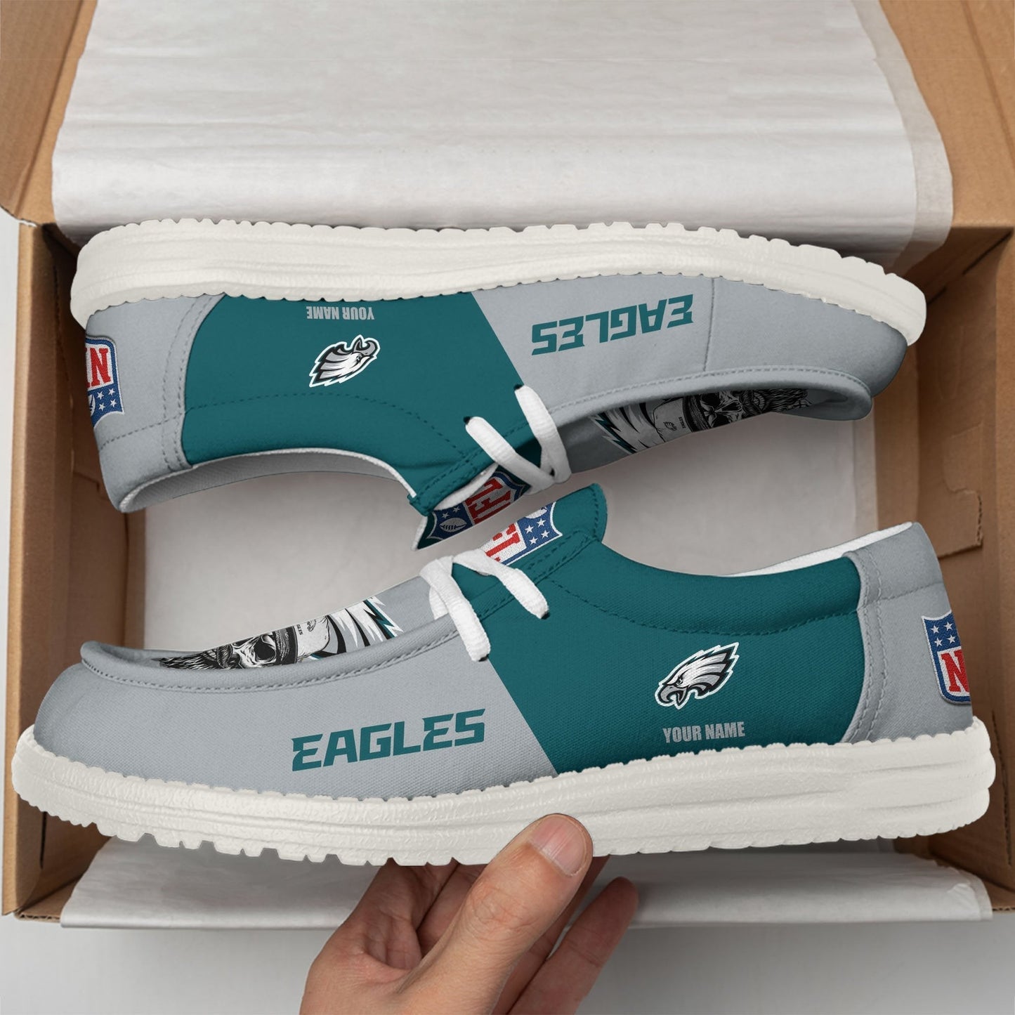 [SPECIAL OFFER] NEW CUSTOMIZED NFL02 PPE PHILADELPHIA EAGLES LOAFER SHOES