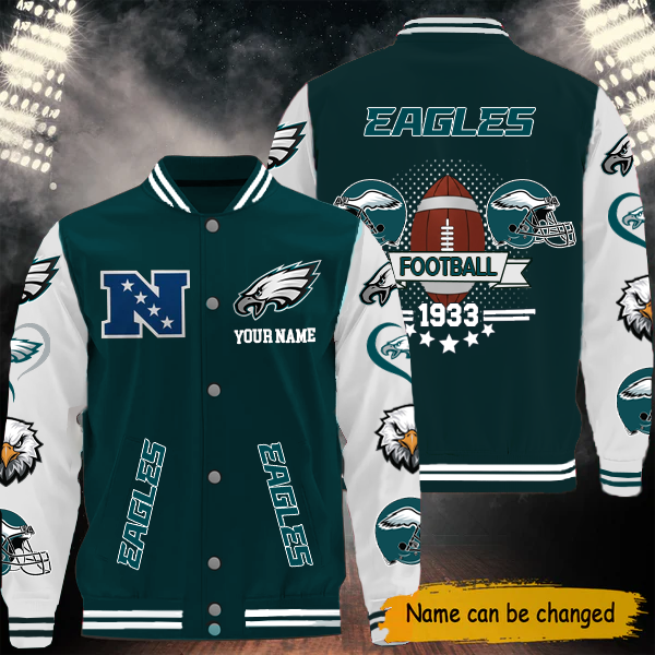 [SPECIAL OFFER] NEW CUSTOMIZED NFL02 PPE PHILADELPHIA EAGLES BASEBALL JACKET