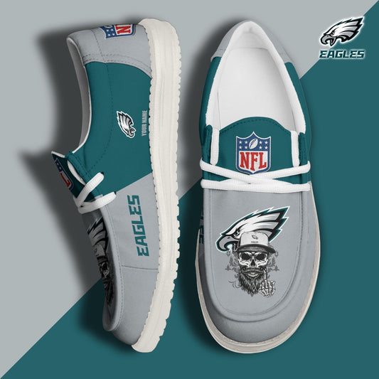 [SPECIAL OFFER] NEW CUSTOMIZED NFL02 PPE PHILADELPHIA EAGLES LOAFER SHOES