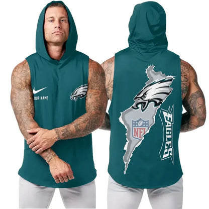 [SPECIAL OFFER] NEW CUSTOMIZED NFL02 PPE PHILADELPHIA EAGLES HOODED TANK TOP