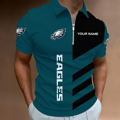 [SPECIAL OFFER] NEW CUSTOMIZED NFL02 PPE PHILADELPHIA EAGLES ZIP POLO SHIRT