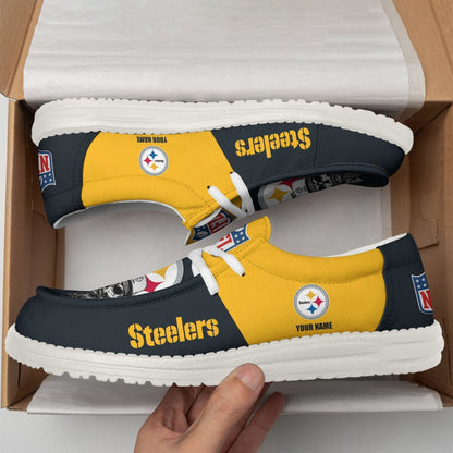 [SPECIAL OFFER] NEW CUSTOMIZED NFL14 PSB PITTSBURGH STEELERS LOAFER SHOES